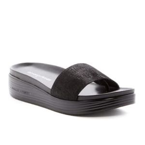 Donald pliner figi metallic suede black slide 8